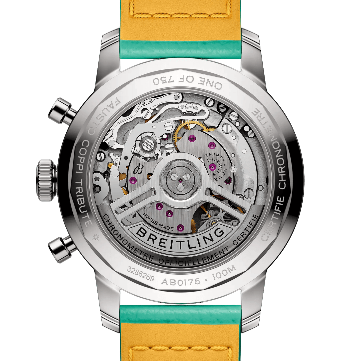 BREITLING Top Time B01 Fausto Coppi, 41mm Stainless Steel case, White dial, Leather strap - Classic Kaf