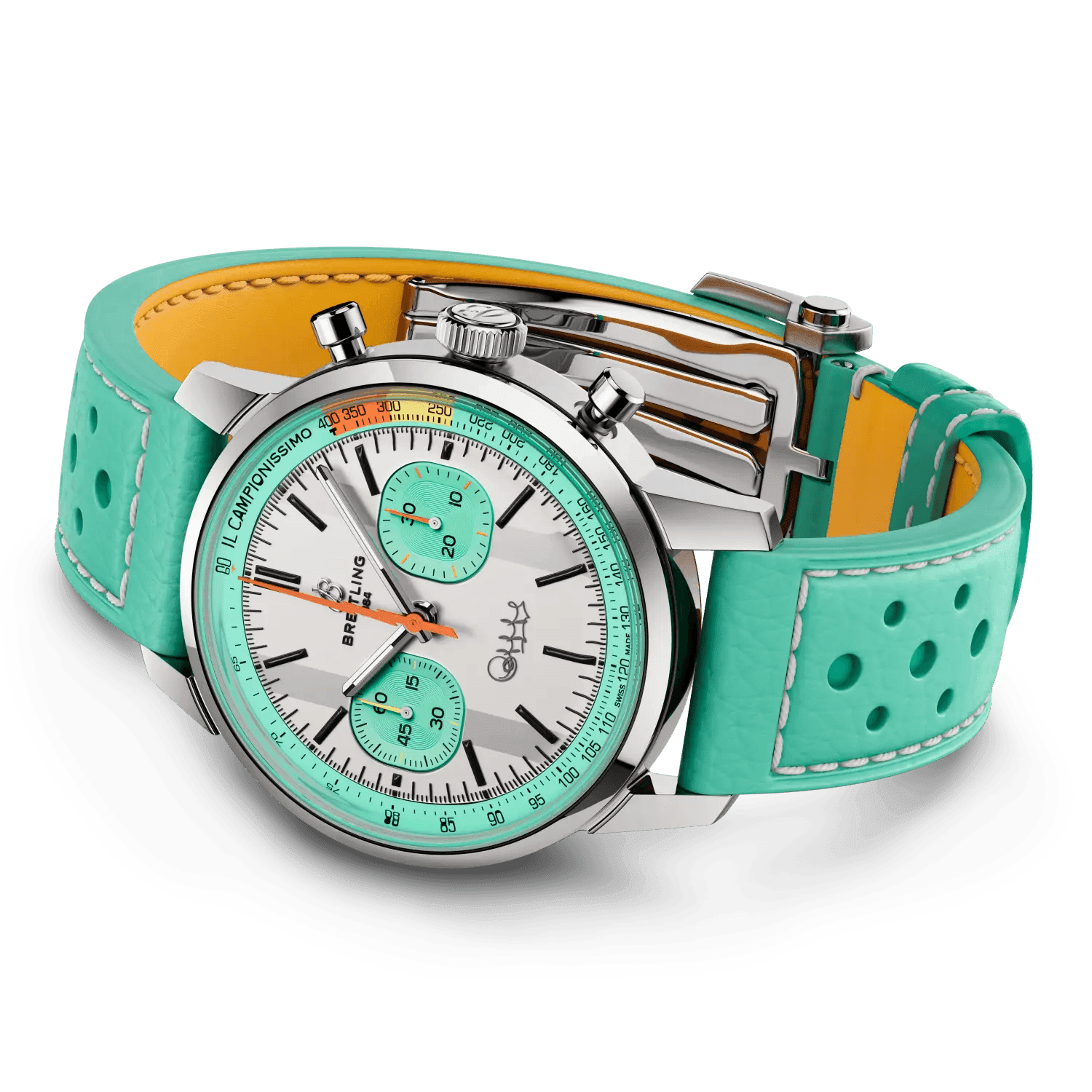 BREITLING Top Time B01 Fausto Coppi, 41mm Stainless Steel case, White dial, Leather strap - Classic Kaf