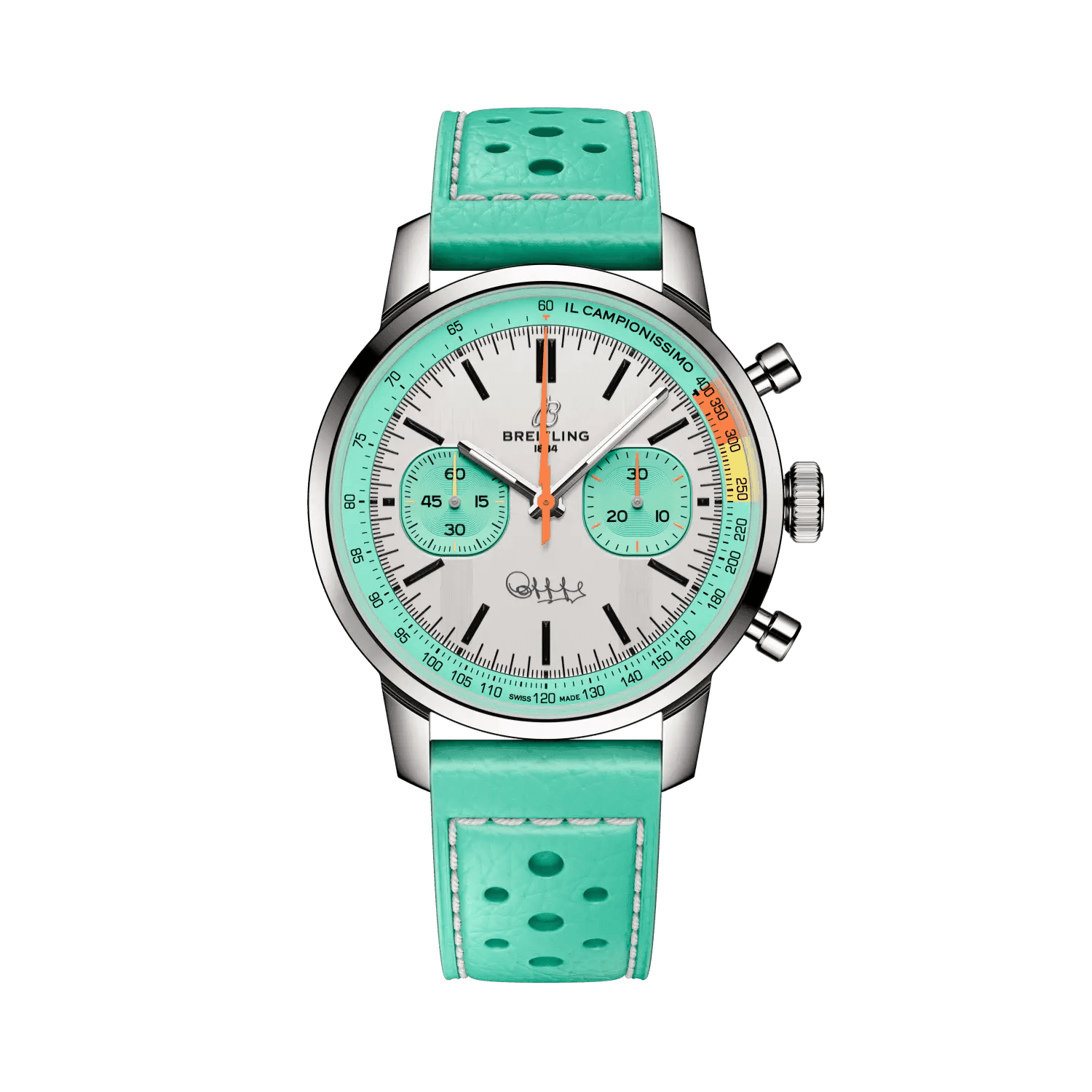 BREITLING Top Time B01 Fausto Coppi, 41mm Stainless Steel case, White dial, Leather strap - Classic Kaf