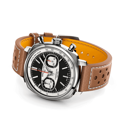 BREITLING Top Time B01 Racing, 38mm Stainless Steel case, Black dial, Leather strap - Classic Kaf