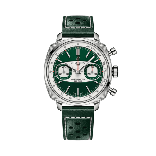 BREITLING Top Time B01 Racing, Green dial, Leather strap - Classic Kaf