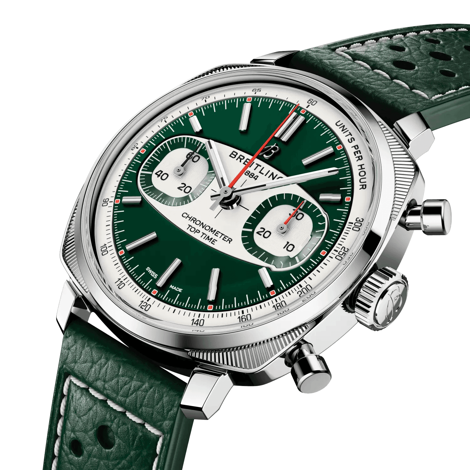BREITLING Top Time B01 Racing, Green dial, Leather strap - Classic Kaf