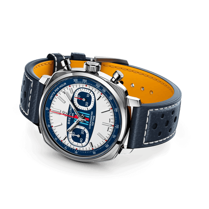 BREITLING Top Time B01 Racing, 38mm Stainless Steel case White dial, Leather strap - Classic Kaf
