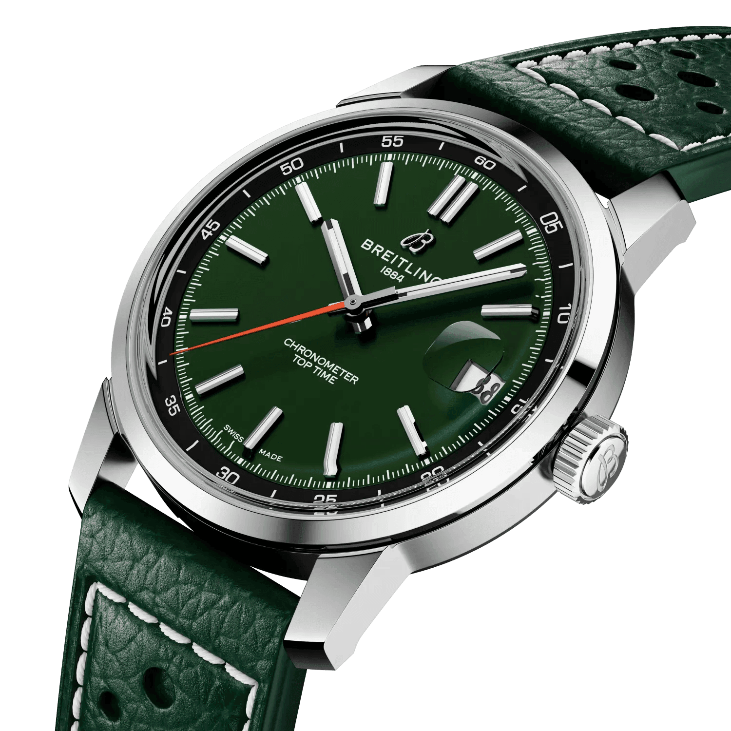 BREITLING Top Time B31, 38mm, Stainless Steel case, Green dial, Leather strap - Classic Kaf