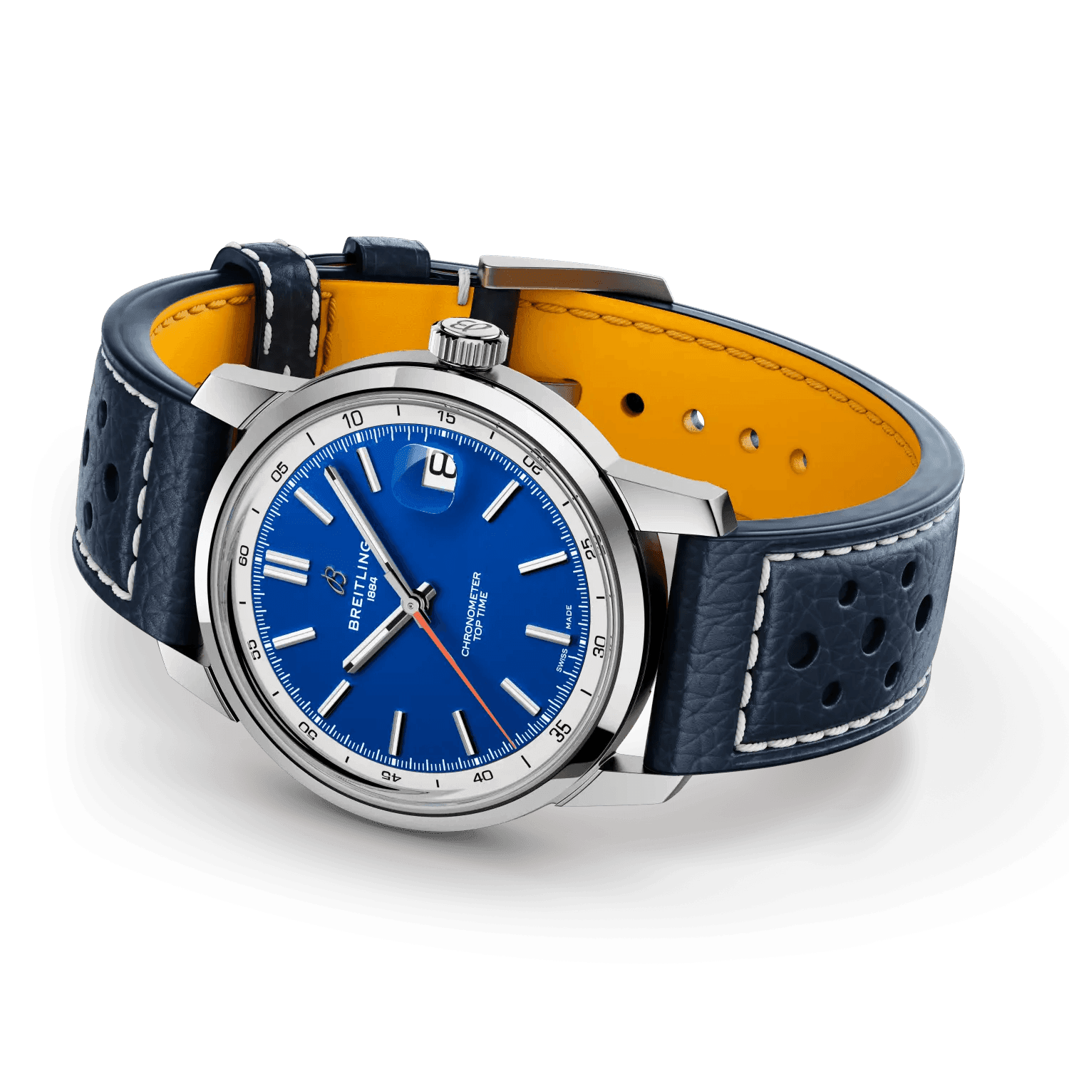 BREITLING Top Time B31, 38mm Stainless Steel case, Blue dial, Leather strap - Classic Kaf