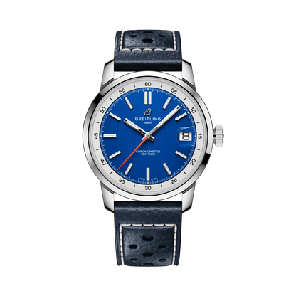 BREITLING Top Time B31, 38mm Stainless Steel case, Blue dial, Leather strap - Classic Kaf