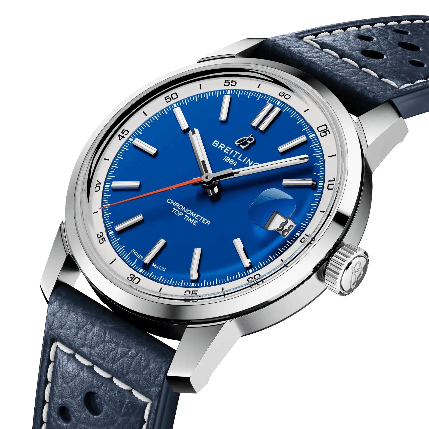 BREITLING Top Time B31, 38mm Stainless Steel case, Blue dial, Leather strap - Classic Kaf