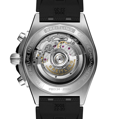 BREITLING Chronomat B01 42mm Stainless steel & platinum case, Bluer dial, Rubber strap