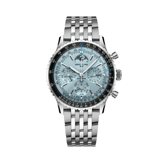 BREITLING Navitimer B19 Chronograph 43 Perpetual Calendar, Stainless steel & Platinum, Blue dial - Classic Kaf
