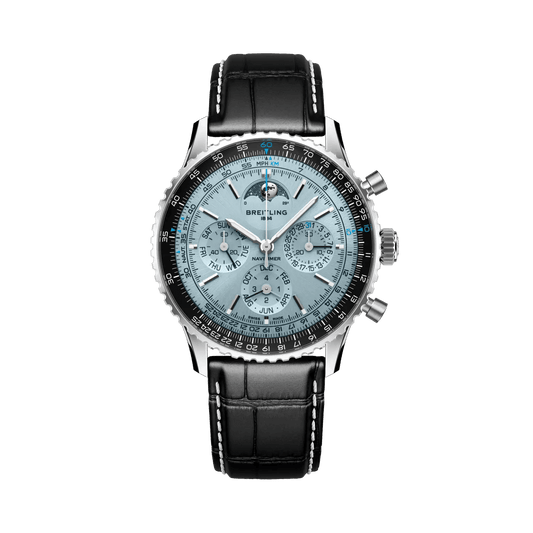 BREITLING Navitimer B19 Chronograph 43 Perpetual Calendar, Stainless steel & Platinum, Blue dial - Classic Kaf