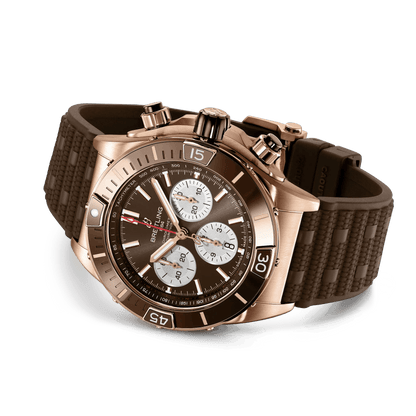 BREITLING Super Chronomat B01 44, Red Gold case, Brown dial, Rubber strap - Classic Kaf