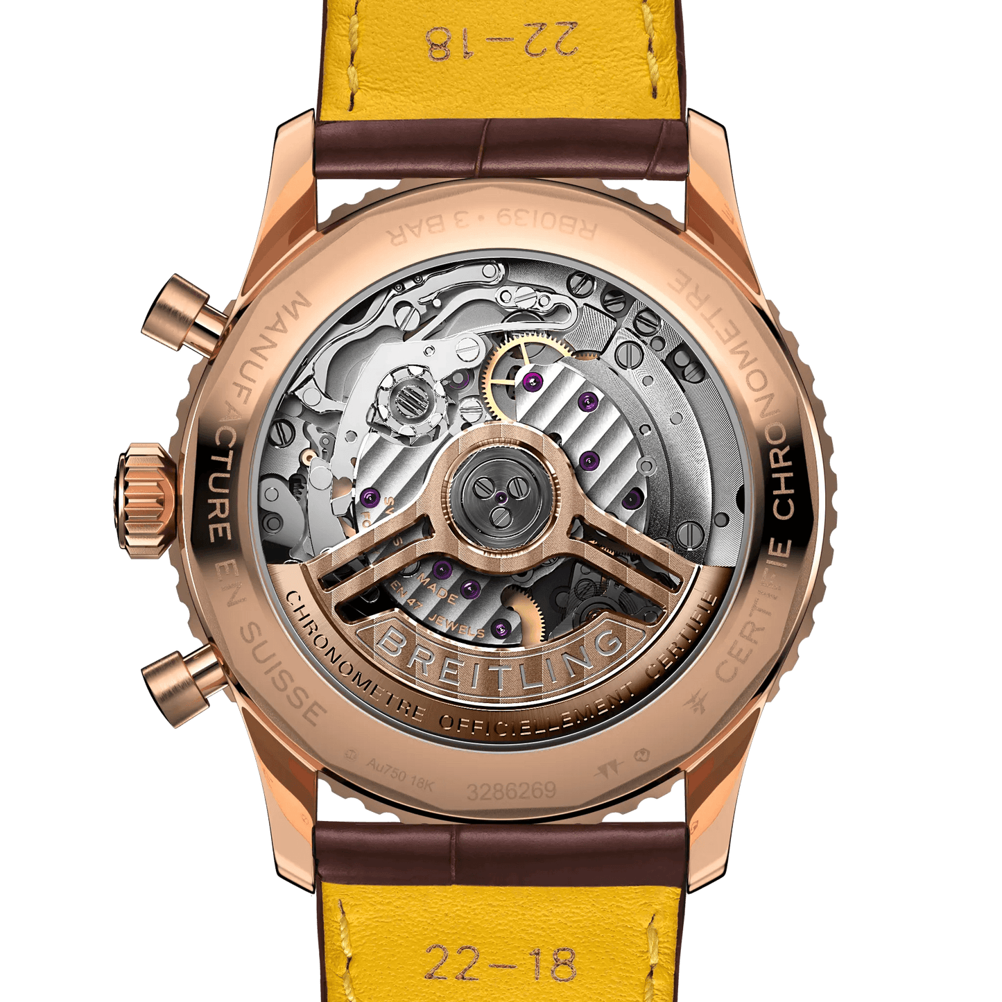 BREITLING Navitimer B01 Chronograph 41mm Red Gold case, Silver dial, Leather strap - Classic Kaf