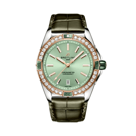 BREITLING Super Chronomat Automatic 38mm Green dial, Leather strap - Classic Kaf