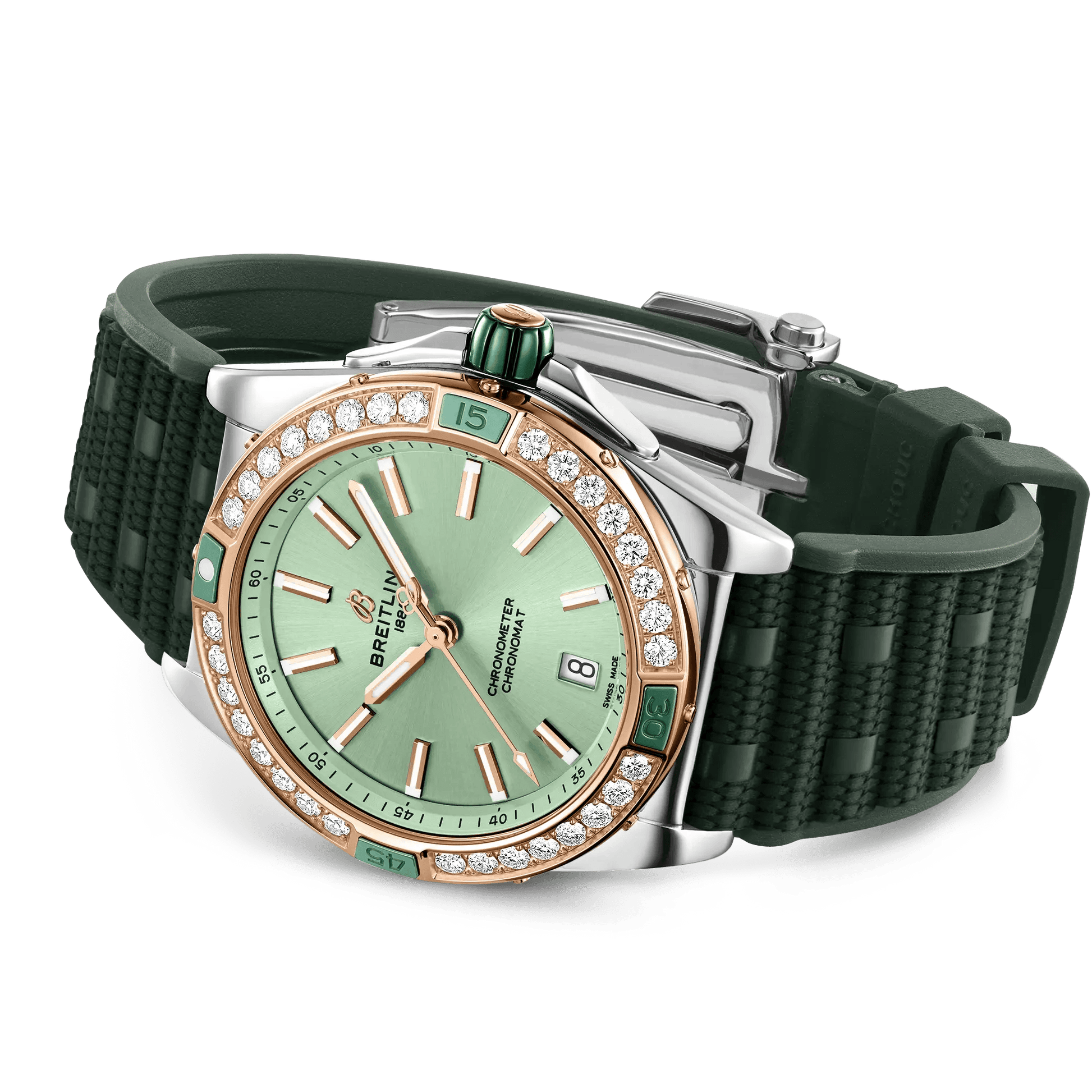 BREITLING Super Chronomat Automatic 38mm Green dial, Rubber strap - Classic Kaf