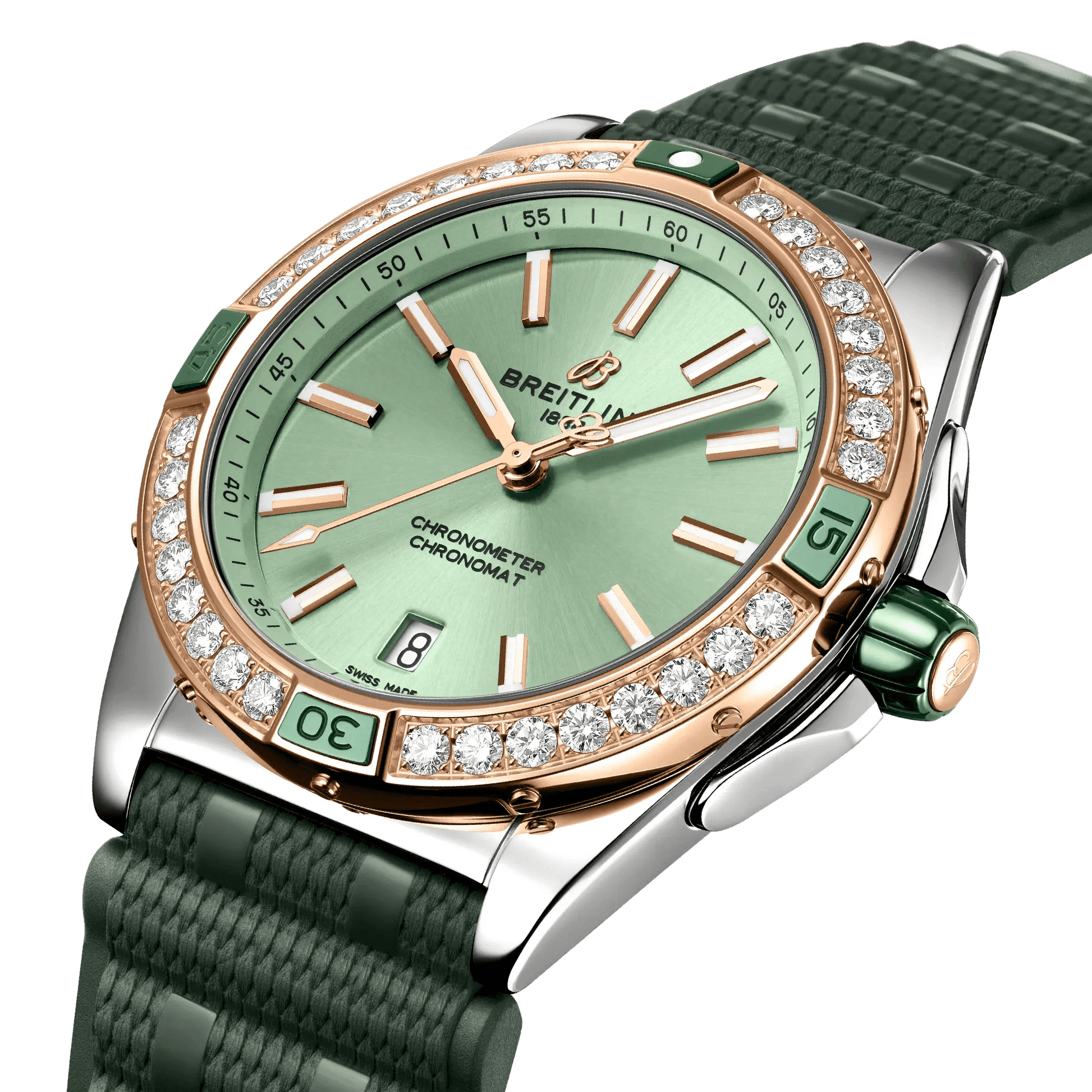 BREITLING Super Chronomat Automatic 38mm Green dial, Rubber strap - Classic Kaf
