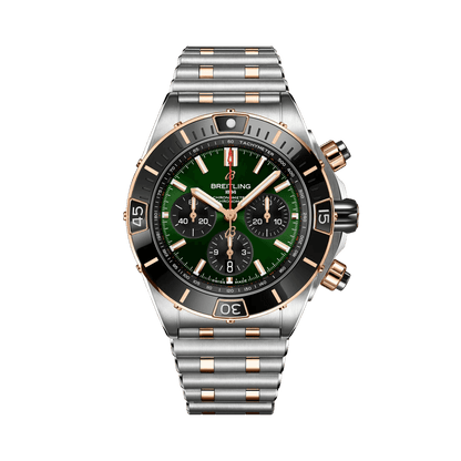BREITLING Super Chronomat B01 44mm, Stainless Steel & Red Gold, Green dial - Classic Kaf