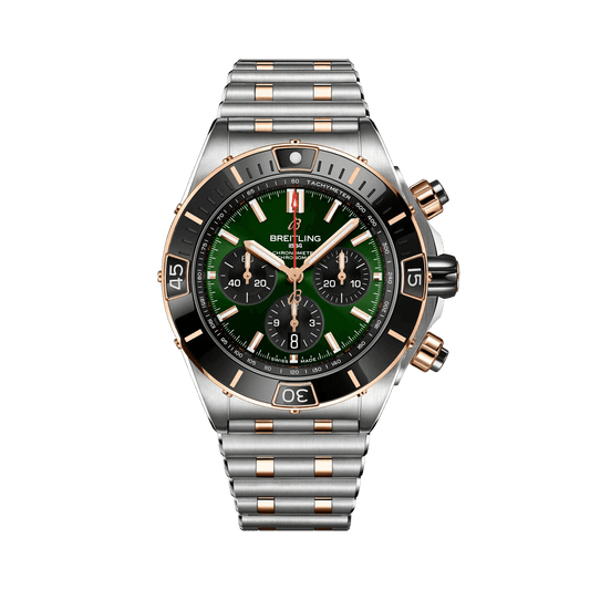 BREITLING Super Chronomat B01 44mm, Stainless Steel & Red Gold, Green dial - Classic Kaf